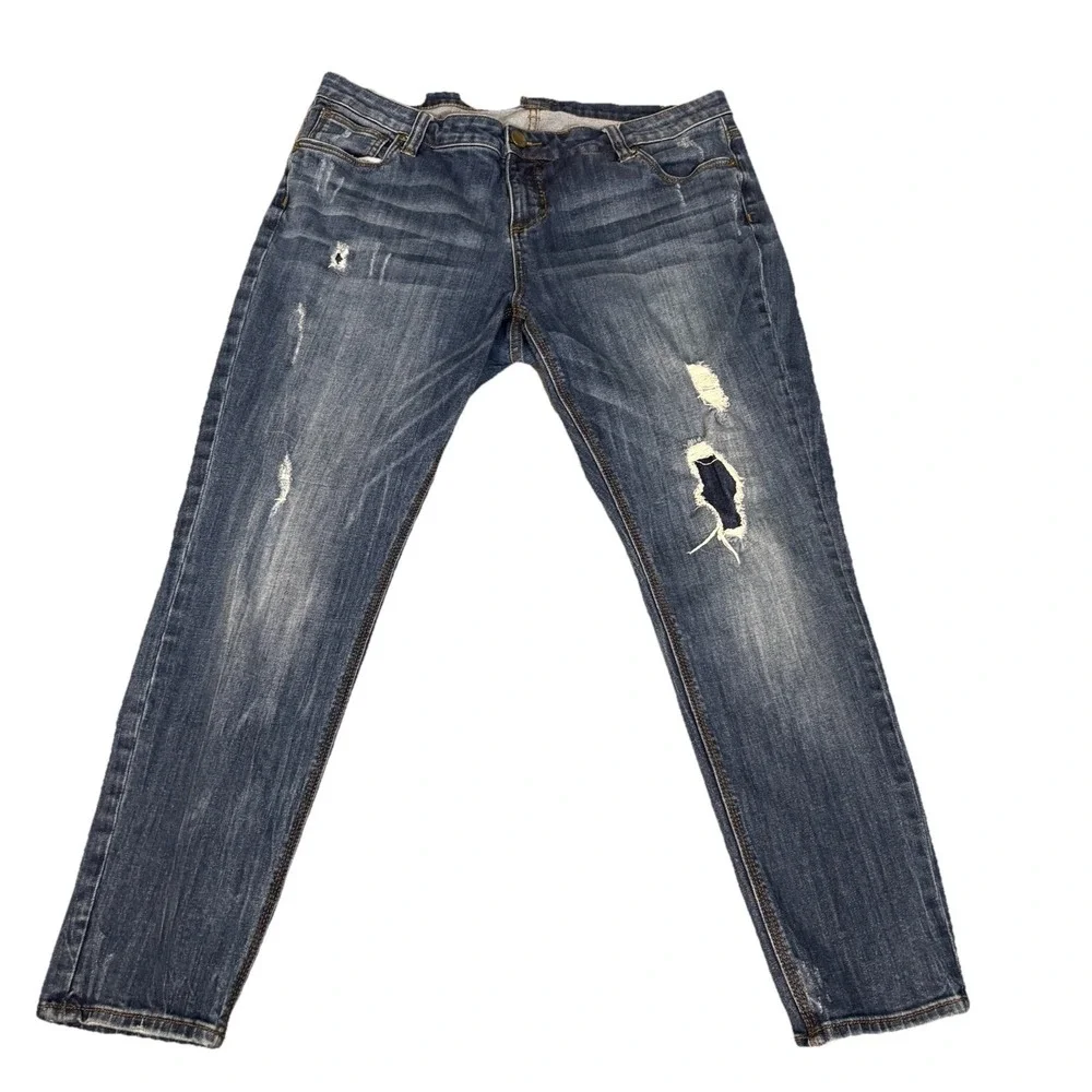 Kut from the Kloth Ankle Straight Leg Jeans‎ Size 14/37x28 Distressed
